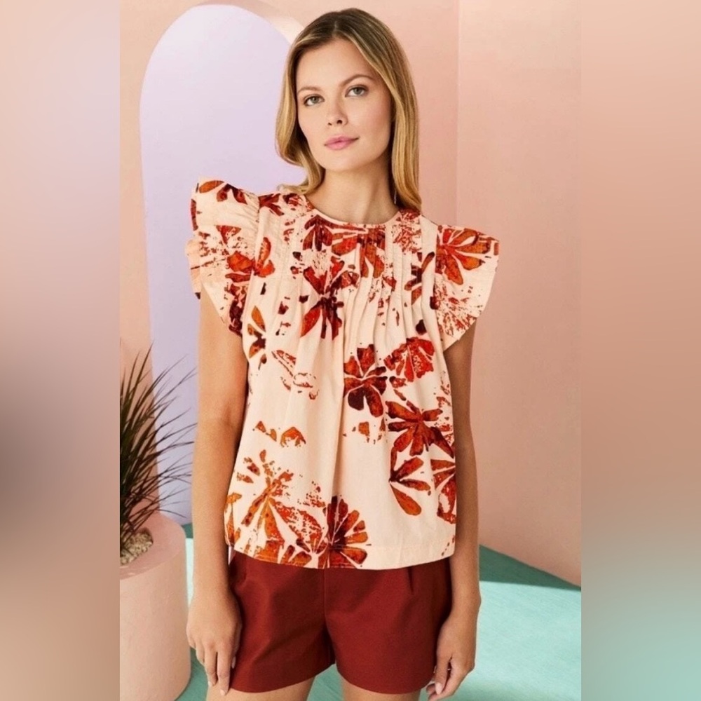Marie Oliver Catie Sleeveless Blouse Aloha Summer Floral Top